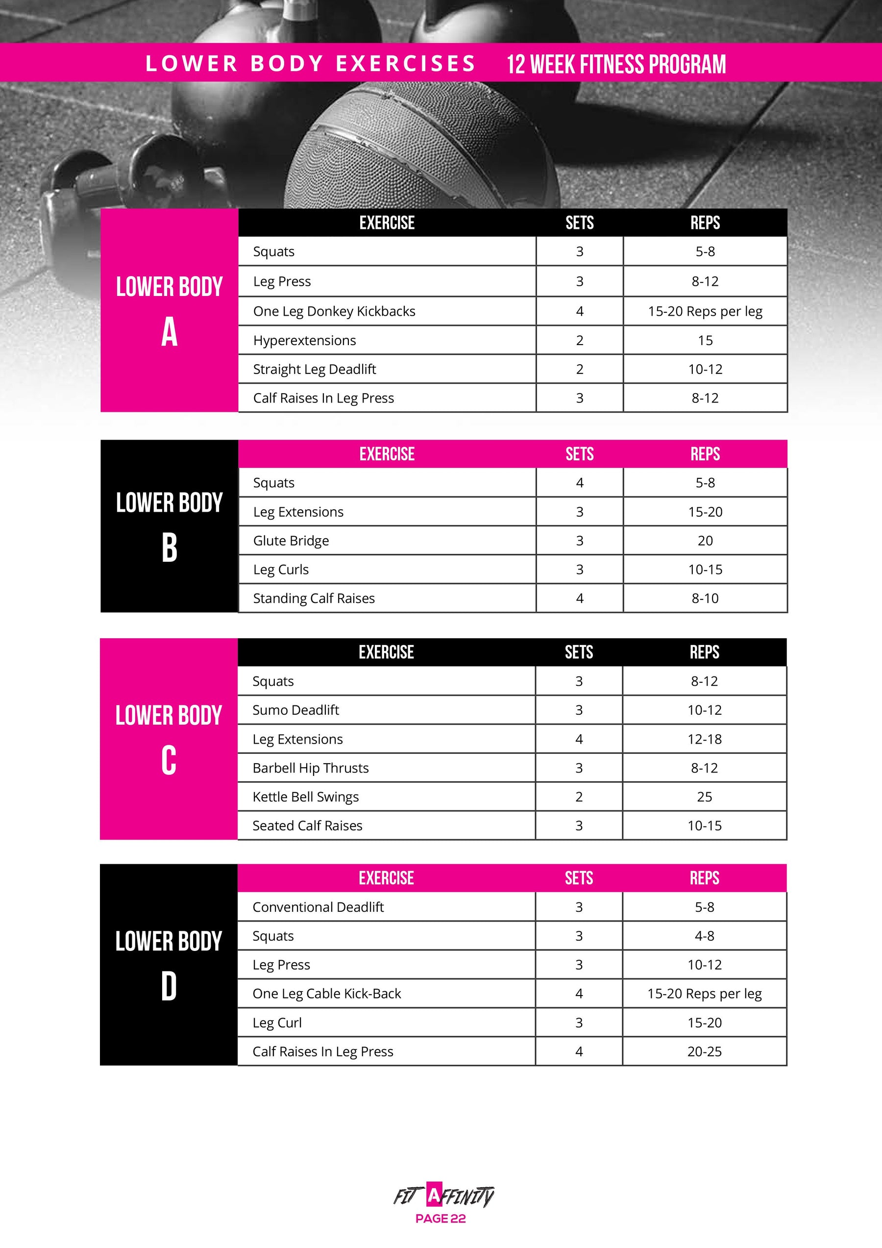 12 Week Lower Body Workout Plan for Women Fit Affinity